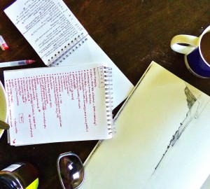 Notebooks, coffee, ideas