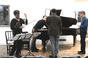 Preparing, with composers Richrard Causton and Jeremy Thurlow 27 4 14